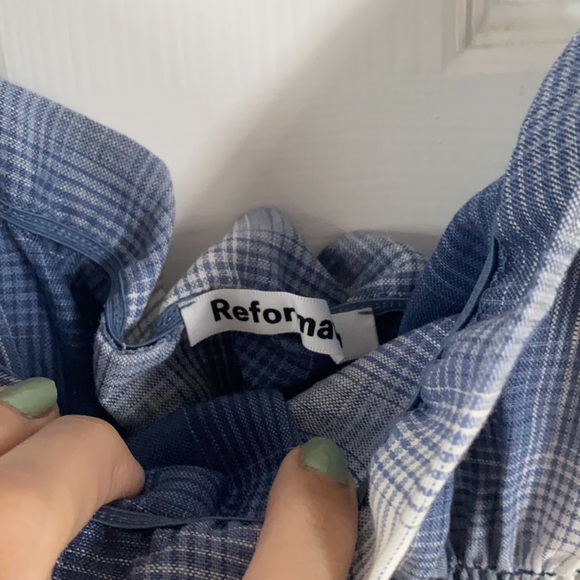 Reformation MIDI-Length blue plaid picnic dress - Picture 5 of 8